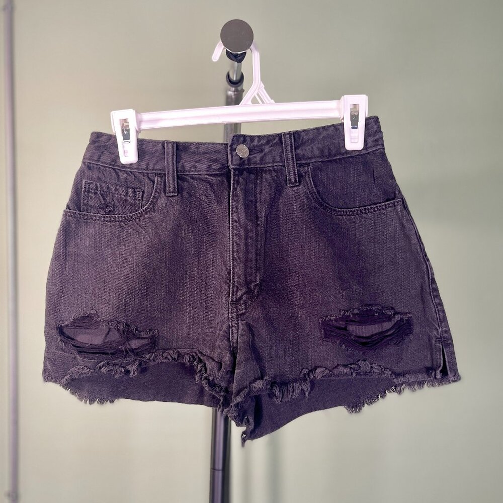 Ultra High Rise Distressed Black Shorts - Size 26